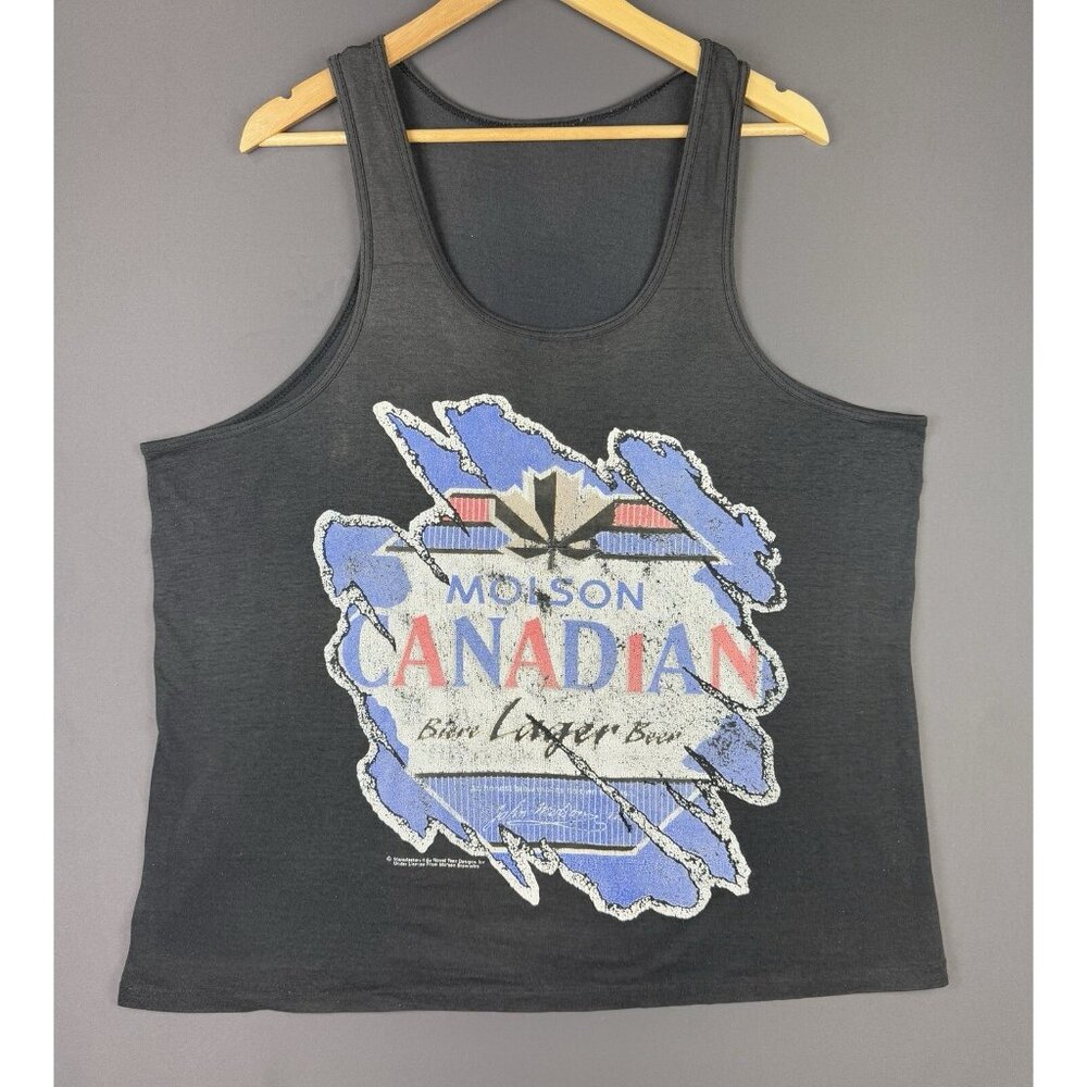 Vintage 90's Molson Canadian Beer Tank Top Fade XL Sleeveless Shirt Alcohol Rare